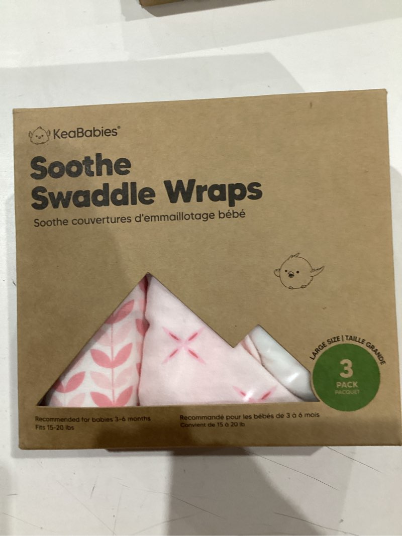 Condition photo showing Good Condition for 3-Pack Organic Baby Swaddle Sleep Sacks - Swaddles for Newborns, Infant 3-6 Months, Baby Girls, Boys, Soft & Snug Newborn Sleep Sack, Nursery Swaddling Blankets (Blossom, L) Large (3-6 months) Blossom