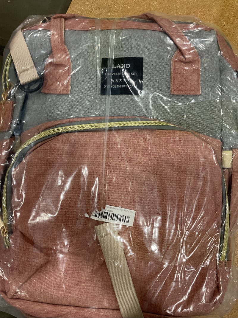 Condition photo showing New/Like New for diaper bag with changing station,diaper bag backpack?7 in 1 travel baby diaper bag,mommy bag with usb charging port (pink-grey)