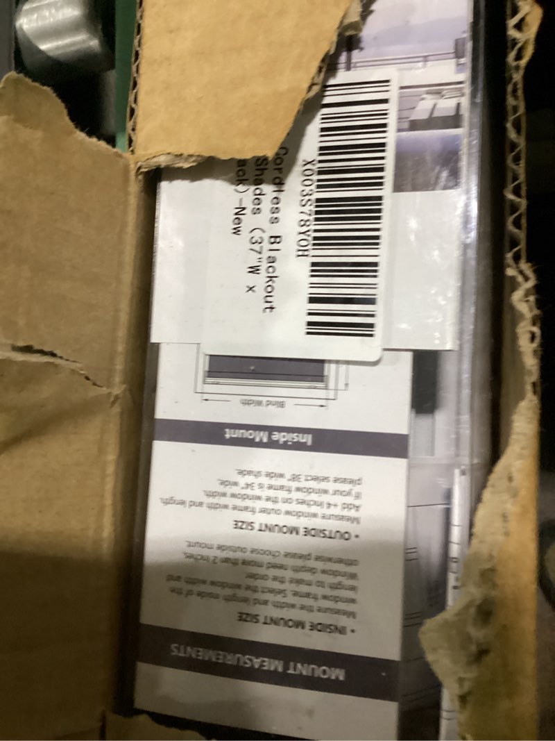 Condition photo showing Good Condition for aosky cordless roller shades blackout blinds for windows room darkening rolled up shades with spring system, uv protection window shades door blinds for home and office (37" w x 72" h, black) 37"w x 72"h black