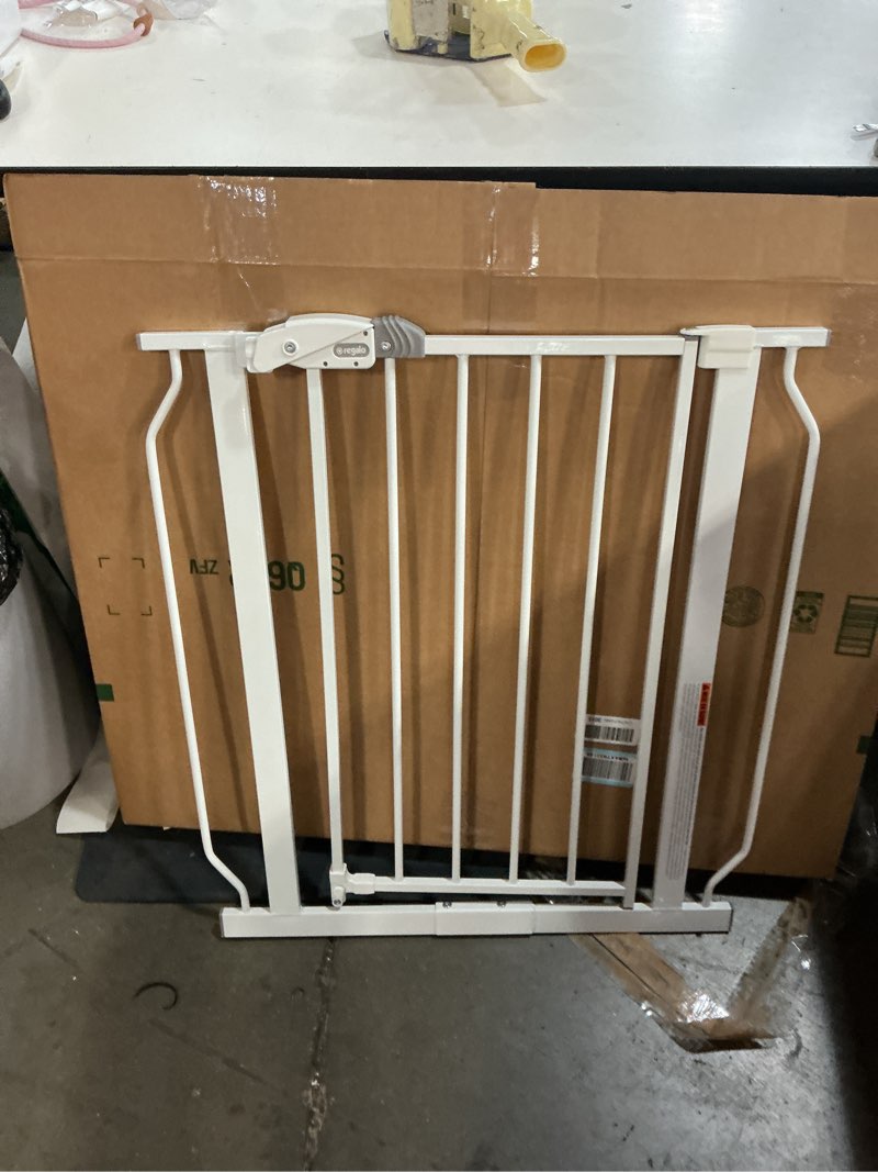 Condition photo showing Good Condition for narrow baby gate 24.4-29 inch wide stairs tension pet dog gates indoor for doorways no drilling pressure mounted metal pet gates for kids white 24.4"-29"/61-74cm