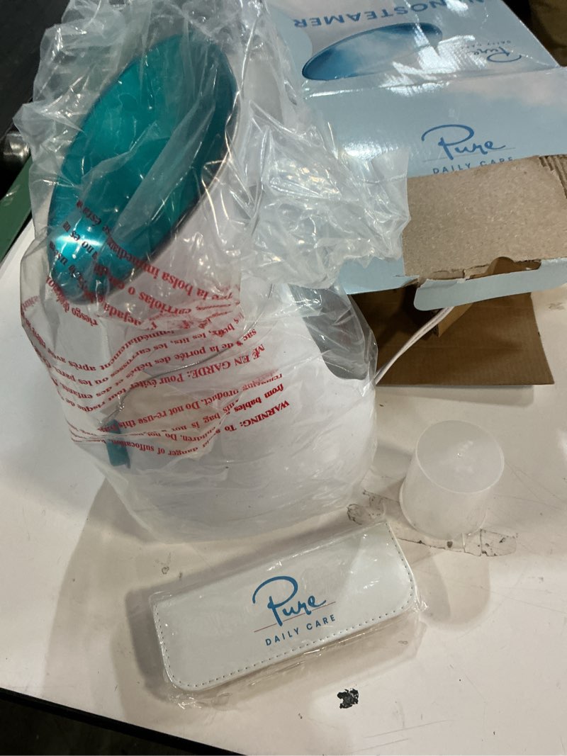 Condition photo showing Good Condition for pure daily care nanosteamer large 3-in-1 nano ionic facial steamer with precise temp control - humidifier - unclogs pores - blackheads - spa quality - bonus 5 piece stainless steel skin kit (teal)