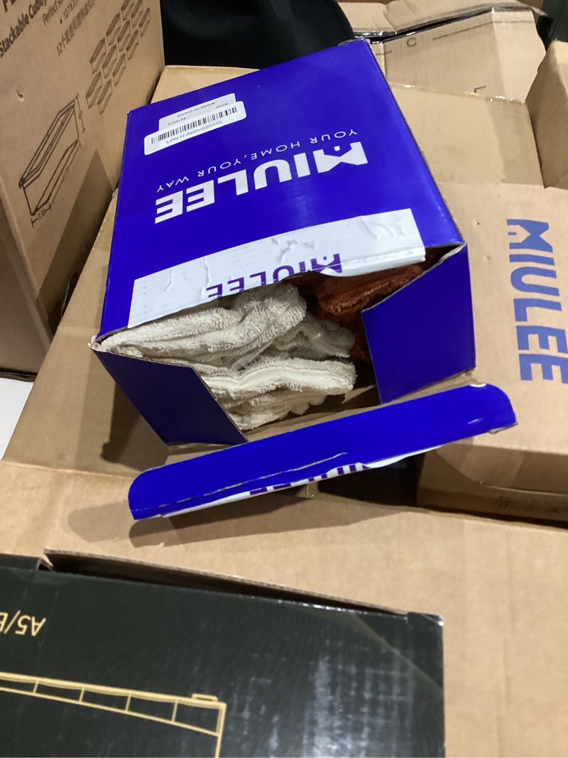 Condition photo showing As Is for MIULEE Boho Farmhouse Throw Pillow Covers 18x18 Inch Set of 4 Rustic Mordern Neutral Cushion Covers Soft Corduroy Nordic Home Decor for Couch Bed Sofa Living Room Chocolate Brown/Rust 18" x 18" (Pack of 4) Brown-beige