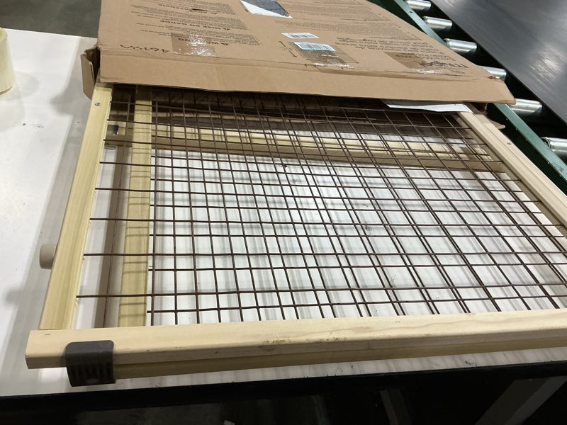 Condition photo showing Good Condition for mypet north states wire mesh dog gate: 29.5-50" wide. pressure mount. no tools needed. dog gate 31" tall, expandable, durable dog gates for doorways, sustainable hardwood