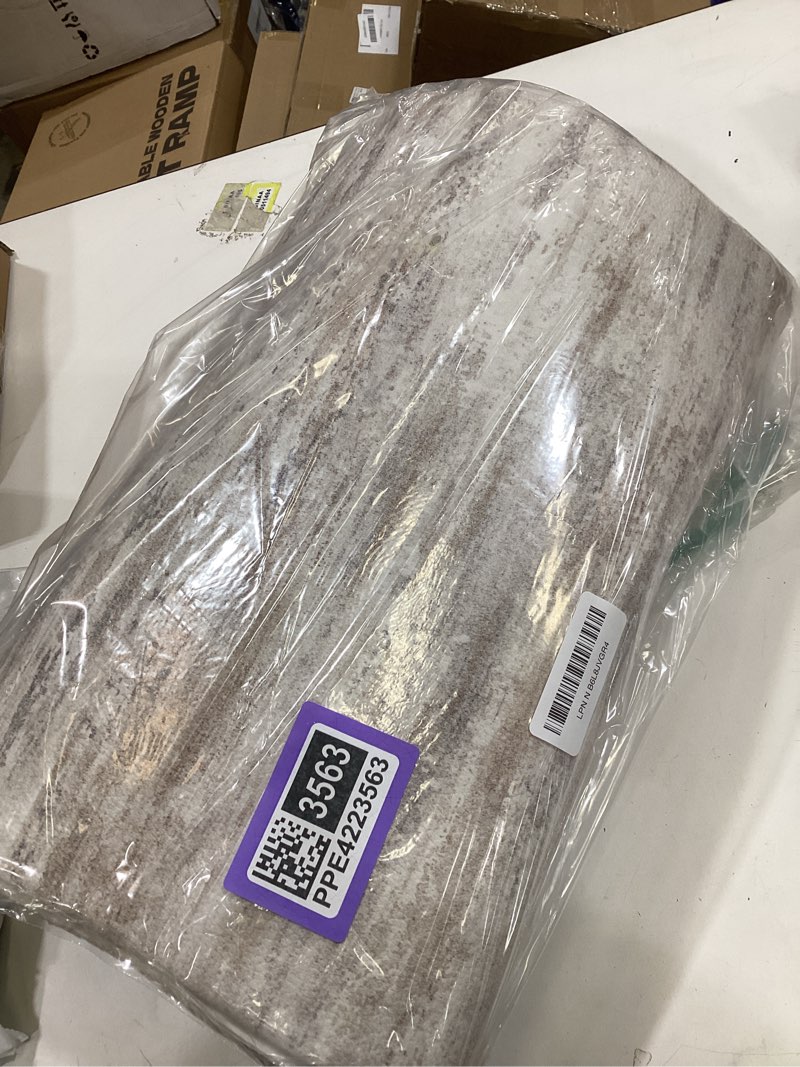 Condition photo showing Good Condition for kimode anti fatigue kitchen mats for floor 2 piece, cushioned abstract kitchen rugs,memory foam kitchen floor mats, standing desk mats for laundry, office, sink light brown multi 17"x47"+17"x29" 17.3" x 47"+17.3" x 29"--0.47 inches light brown/multi