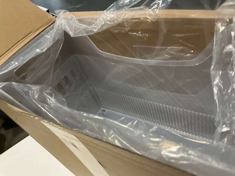 Condition photo showing Good Condition for 4 Pcs Plastic Freezer Organizer Bins with Wheel Tall Narrow Kitchen Pantry Organizer Snack Storage Containers for Office Refrigerator(10 x 12.5 x 6.7 Inch)