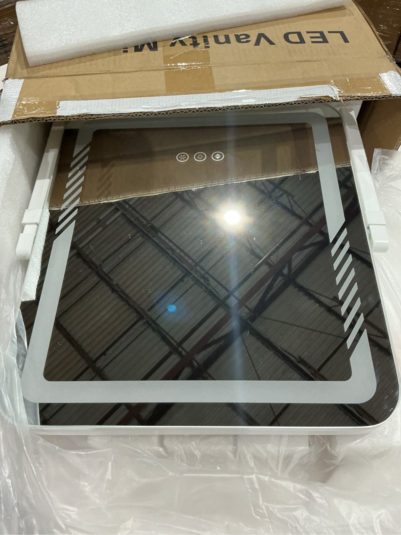 Condition photo showing Good Condition for vanity mirror with lights, height-adjustable & 360° rotation, 1/10x magnification, three color lighting modes, makeup mirror smart touch control, large vanity desk mirror (17.5in,white) 17.5"l x 15.5"w
