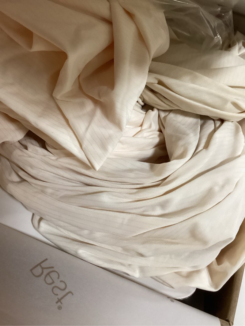 Condition photo showing As Is for rest® evercool®+ starter sheet set, queen, ivory, breathable bed sheets for hot sleeper and night sweats, with pillowcases, with ionic+ self-cleaning silver yarn for sensitive skin, 3pcs no flat sheet snow ivory queen (no flat sheet)