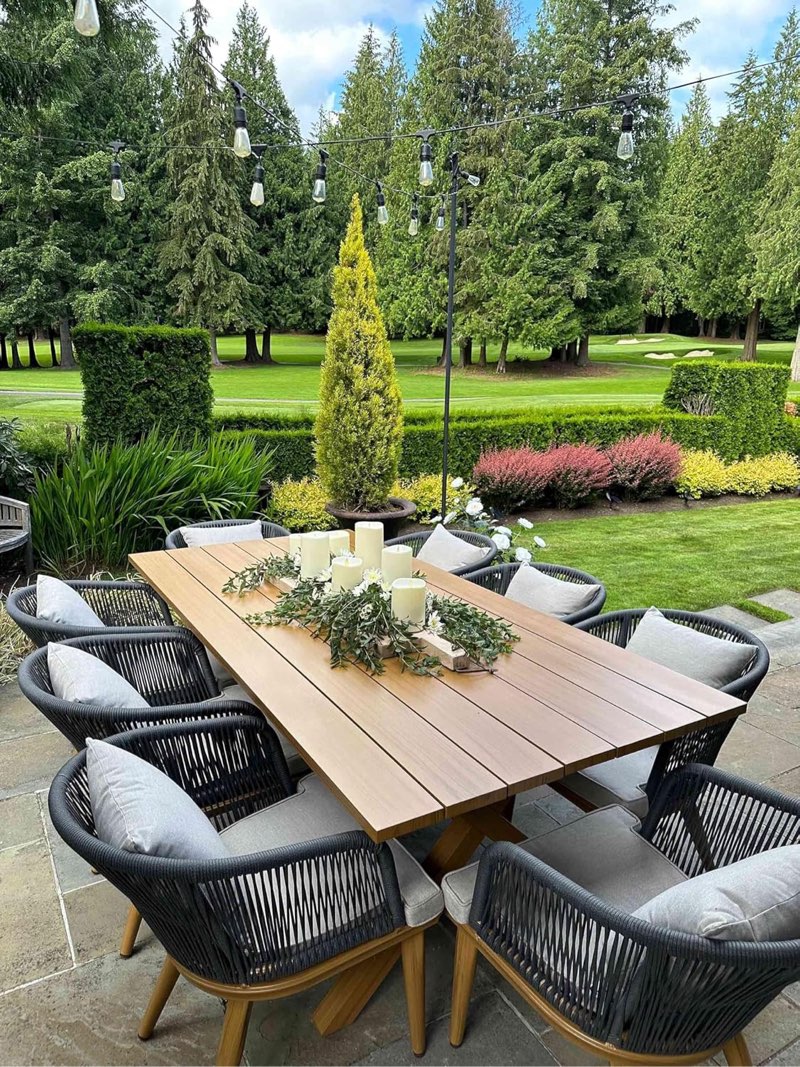 (Incomplete))PURPLE LEAF 9 Pieces Patio Dining Set Wicker Outdoor Furniture Rectangular Table and Chairs Set
