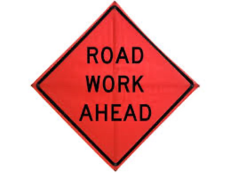 Roll-Up Sign-48" Mesh Road Work Ahead w/Lexan & Velcro