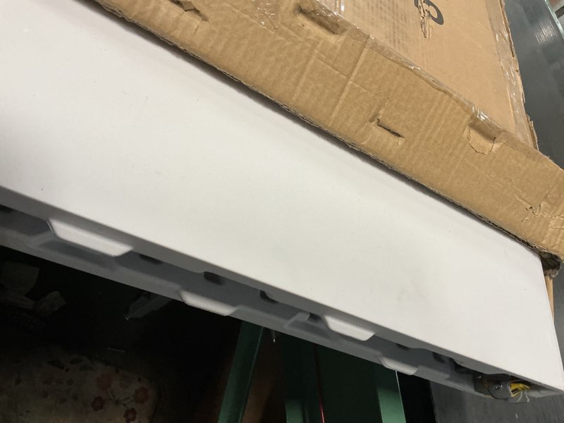 Condition photo showing Good Condition for folding camping table 4 foot adjustable height 350lbs, 4ft folding picnic card table for outdoor, plastic rectangular dining work tables for indoor, heavy duty fold-in-half tray tables 4 ft