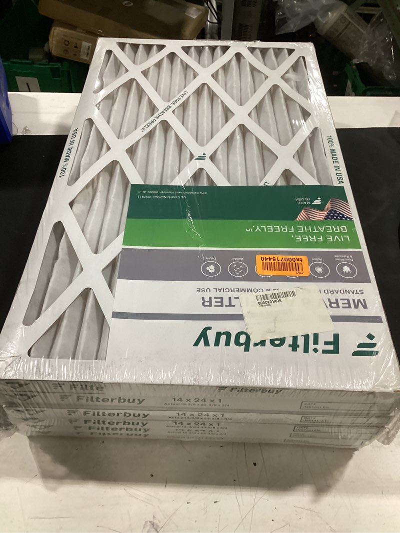 Condition photo showing Good Condition for filterbuy 14x24x1 air filter merv 8 essential dust & allergy defense (6-pack), electrostatic pleated hvac ac furnace filters replacement (actual size: 13.38 x 23.38 x 0.75)