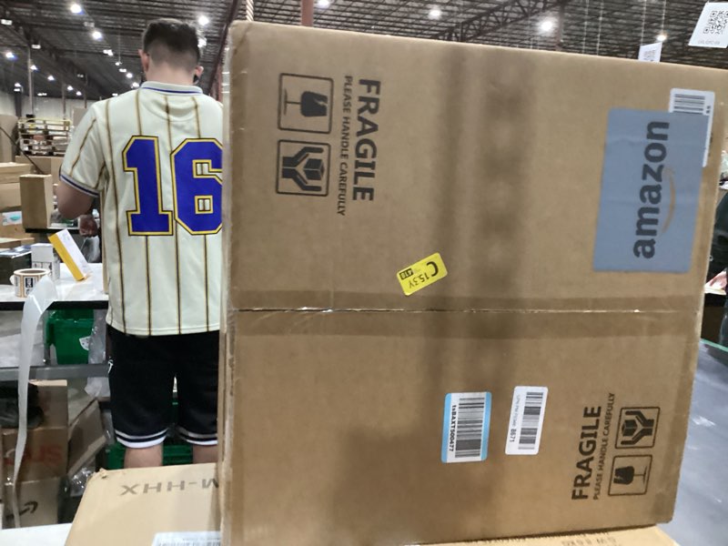 Condition photo showing New/Like New for 20 Inch Boho Caged Ceiling Fans with Lights Flush Mount, Layered Rattan Ceiling Fan with Light Remote Control with Reversible 6 Speeds for Bedroom, Nursery, Living Room, E12 Base, Indoor Gold 20" Layered Rattan Boho Caged Ceiling Fan with Lights