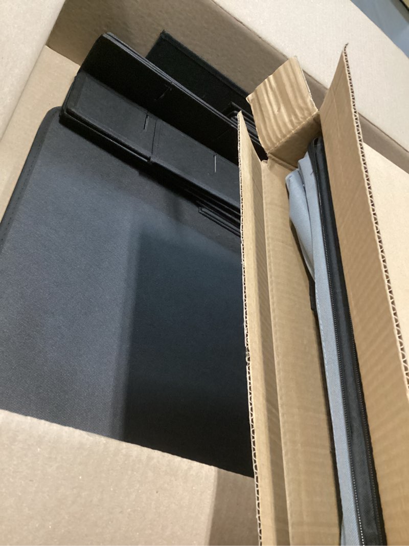 Condition photo showing As Is for HOLDN’ STORAGE Premium Christmas Ornament Storage Box – Holds up to 72 4” Ornaments, Durable 600D Fabric, Adjustable Dividers, 3 Removable Trays – Metal Frame – Black 4" Ornaments Black