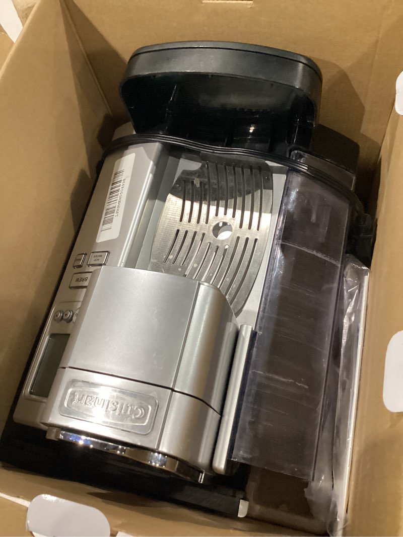 Condition photo showing As Is for cuisinart coffee maker, single serve 72-ounce reservoir pod coffee machine, programmable brewing & hot water dispenser, 3 cup-size settings, stainless steel, ss-10p1, silver