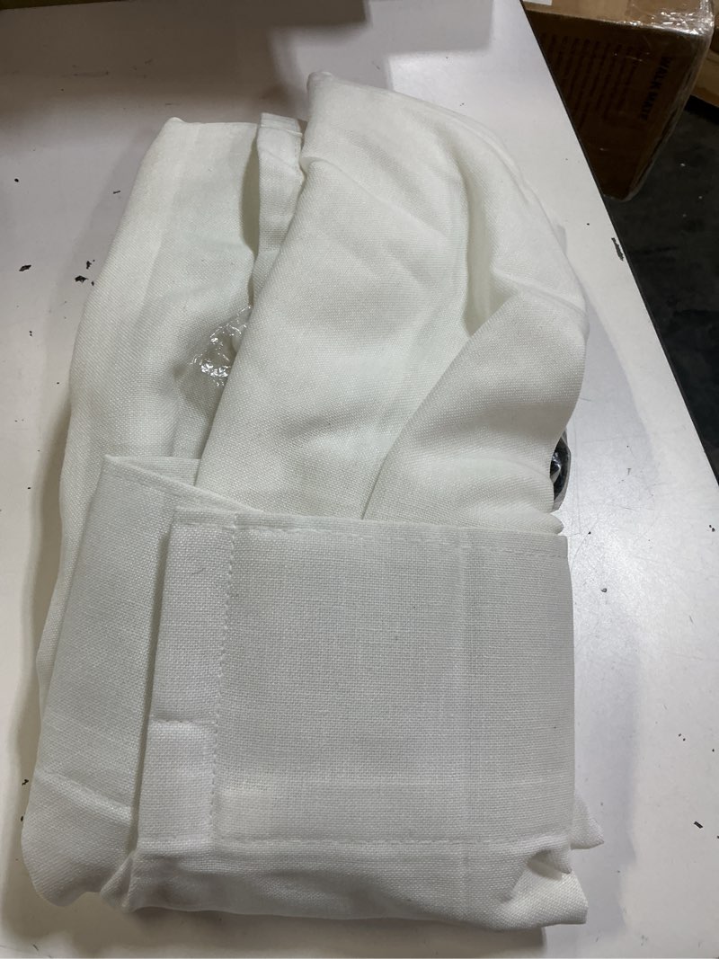 Condition photo showing New/Like New for ivory white 105 inch long curtains pinch pleat memory shape trained linen curtains for living room ivory cream semi sheer light filtering boho neutral 105 inch pleated drapes hooks rings bedroom ivory white 40"w x 105"l (pack of 1)