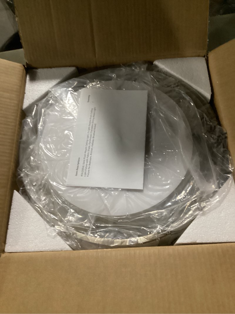 Condition photo showing Good Condition for KOLQSEAL Semi Flush Mount Ceiling Light, 3-Light Double Drum Ceiling Light Fixture with Fabric Shade