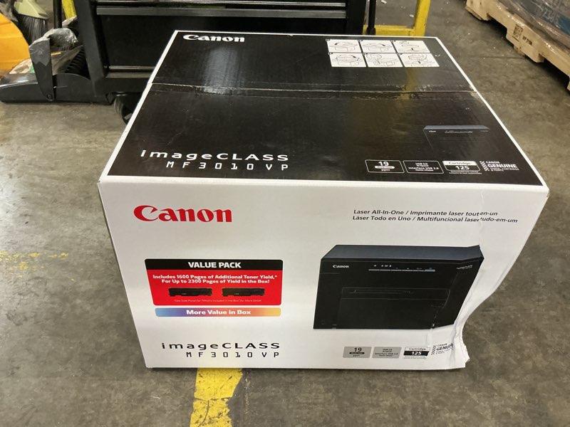 Condition photo showing New/Like New for canon imageclass mf3010 5252b037 laser multifunction printer - monochrome - copier, printer, scanner - 19 pages per minute mono print - 1200 x 600 dpi