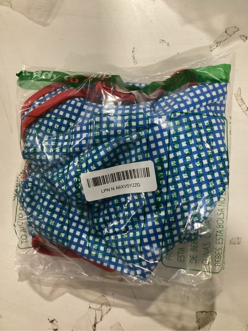 Condition photo showing Good Condition for BMJL Women's One Piece Swimsuit Sports Adjustable Strap Bathing Suit Color Block Ribbed High Cut Swimsuits Small Blue Plaid/Red029
