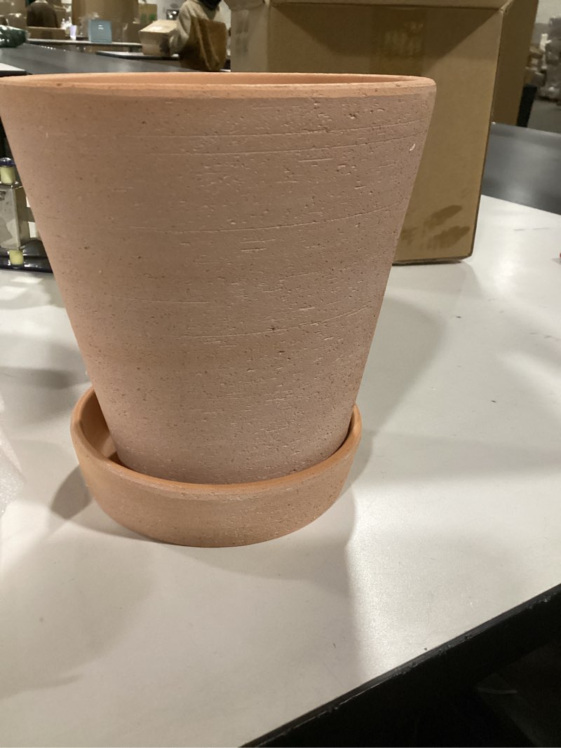 6.3" Rustic Pink Terracotta Plant Pot with Saucer & Drainage Hole, Minimalist Style Planter for Home