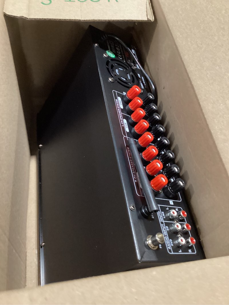 Condition photo showing Good Condition for pyle home stereo receiver with bluetooth - 4 channel amplifier, 800 watt max, usb-a input w mp3 player, easy karaoke setup with mic vol, reverb and delay, rca in/out, sd card, fm radio - pda77bu