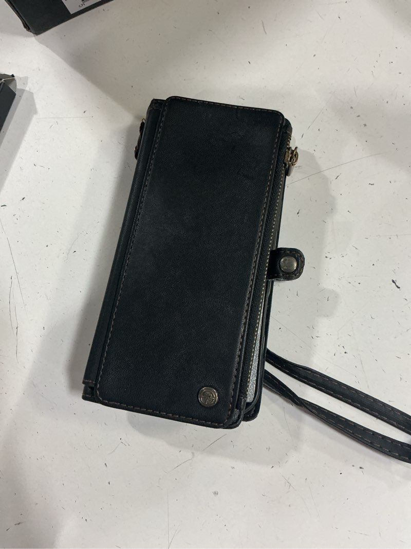 Condition photo showing Good Condition for defencase for iphone 16 pro max wallet case with rfid card holder, black | durable soft pu leather, with zipper pocket, wrist strap, fashion snap flip phone cases cover with stand for women and men