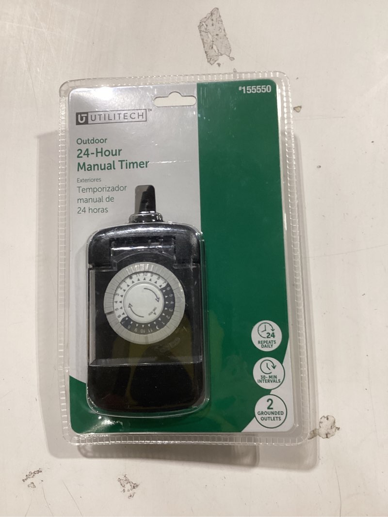 Condition photo showing As Is for Utilitech 15 -Amps 125-volt Indoor or outdoor 2 -Outlet Countdown Analog Lighting Timer