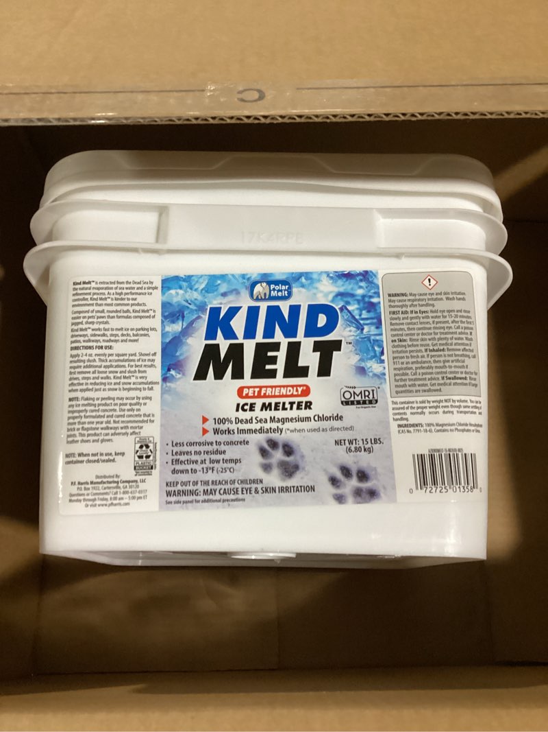 Condition photo showing Good Condition for Harris Kind Melt Pet Friendly Ice and Snow Melter, Fast Acting 100% Pure Magnesium Chloride Formula with Scoop Included, 15lb 15.0 Pounds
