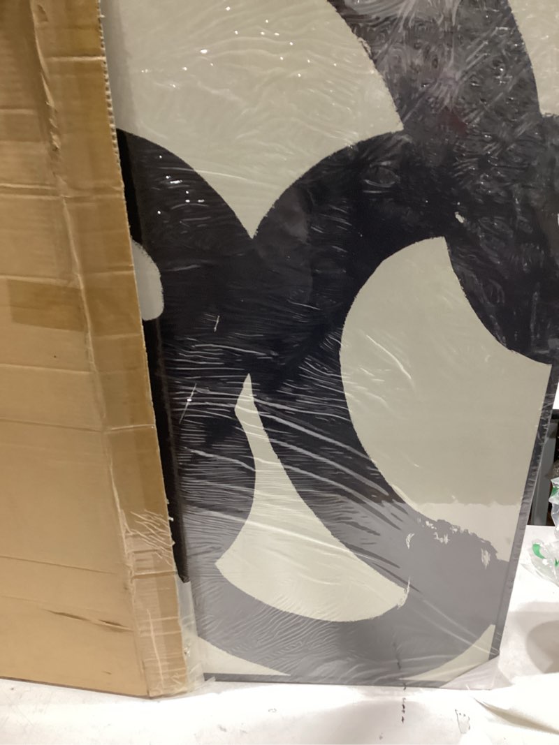 Condition photo showing New/Like New for phopago black abstract wall art large 24x36in ink wash minimalist lines framed canvas painting artwork living room bedroom home decor black framed abstract ink 24" x 36" x 3 pcs black