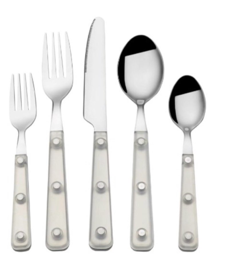 mikasa living clear translucent 18/0 stainless steel 20-piece flatware set, service for 4, clear