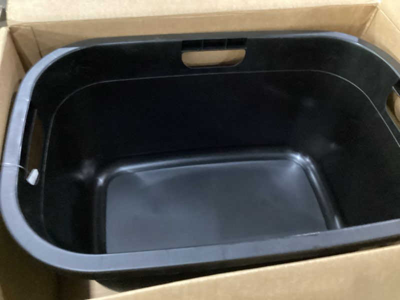 Condition photo showing New/Like New for mind reader 40l laundry basket, linen design clothes hamper, plastic storage bin with handles, black