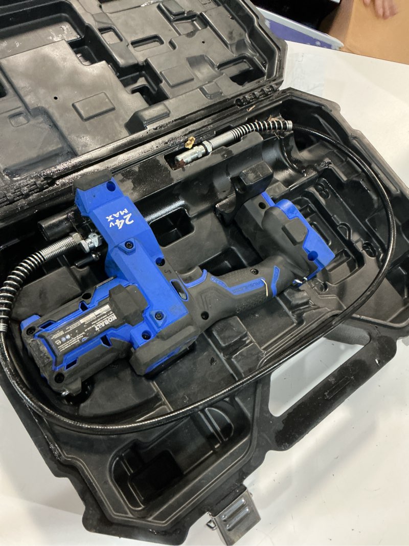 Condition photo showing As Is for kobalt 24-volt grease gun