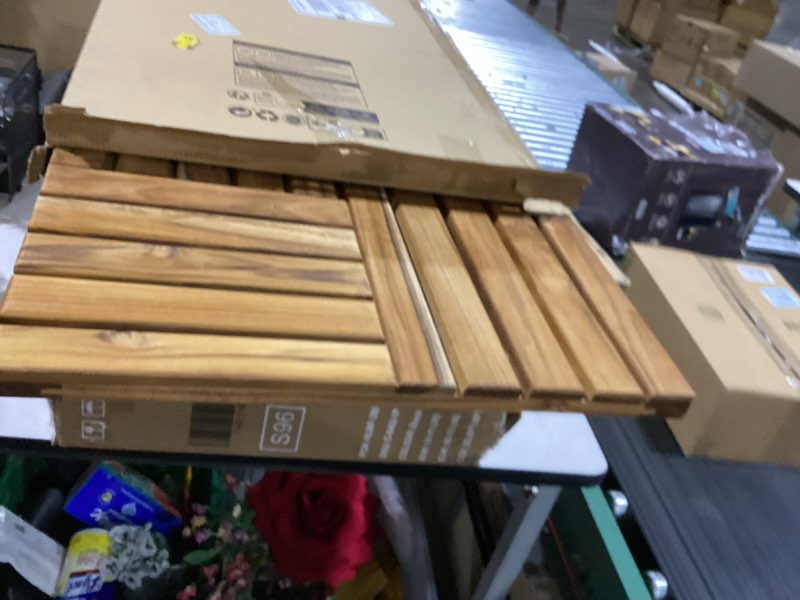 Condition photo showing Good Condition for utoplike teak wood bath mat, 32 x 20 inch large wooden shower mat for bathroom, non slip wood floor sturdy mat for inside shower luxury spa home or outdoor 32" x 20" (rectangular)