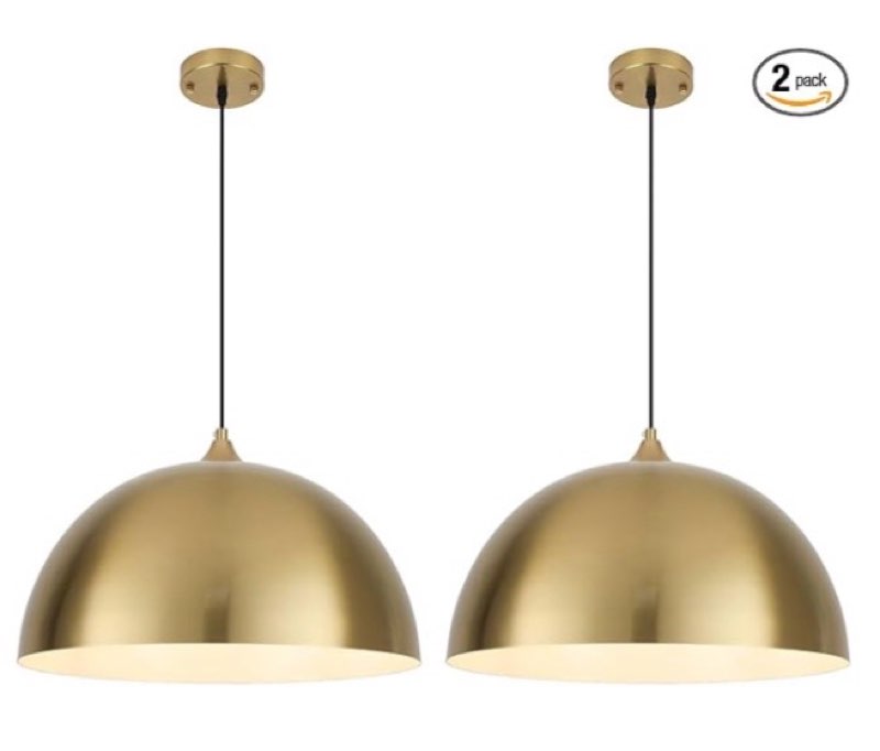 gold pendant lights kitchen island, 16 inch gold dome pendant light, modern farmhouse pendant light for kitchen island, dining room, cafe, bar, 2 pack
