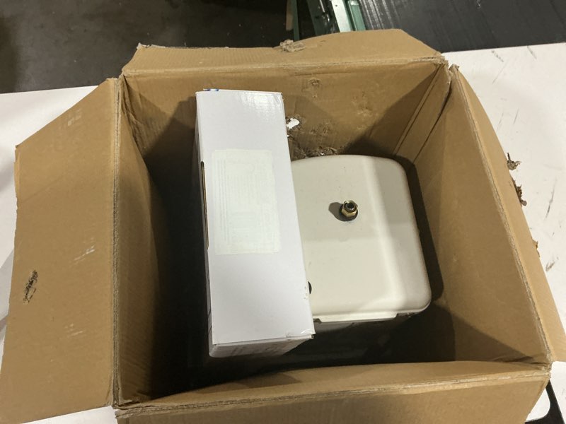 Condition photo showing As Is for westbrass d272h-20 develosah 9" 2-handle hot and cold water dispenser with instant heating tank, stainless steel