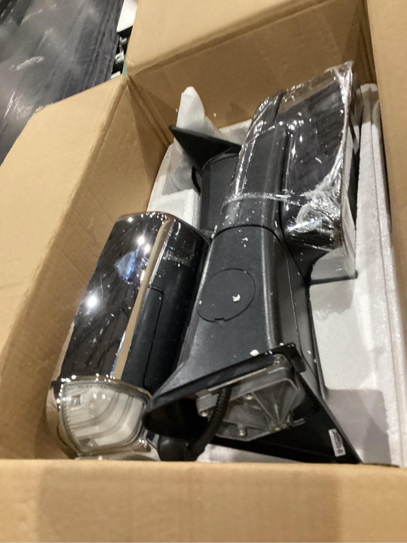 Condition photo showing As Is for eccpp towing mirrors tow mirrors with 1998-2002 for dodge for ram/for ram truck power control heated turn signal black manual folding and flip up lh rh pickup truck
