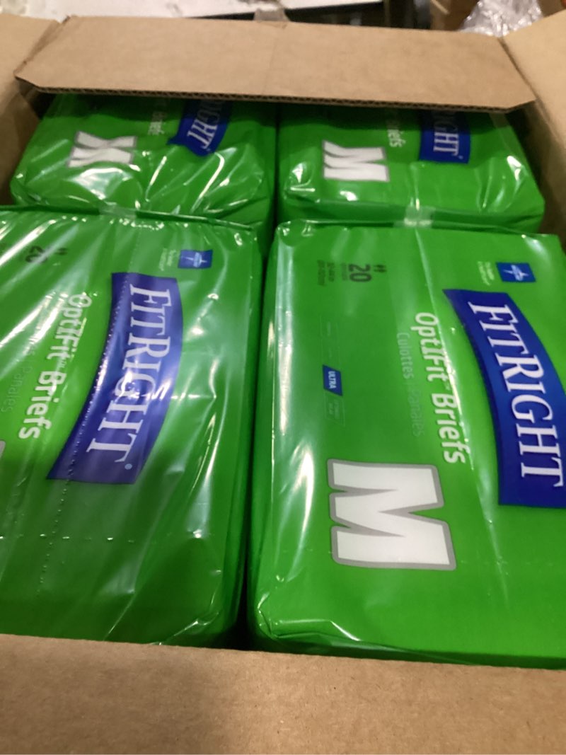 Condition photo showing Good Condition for fitright adult diapers, ultra heavy absorbency, m (waist size 32in-44in), 80 count, optifit incontinence briefs for men and women, disposable, moisture-wicking, leak protection, medium 80 count