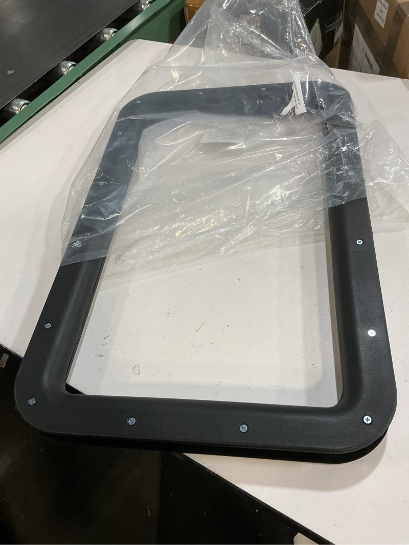 Condition photo showing Good Condition for 12" W x 21" H RV Entry Entrance Door Window Frame Interior & Exterior Compatible with Most RV, Motorhome, Camper, Trailer Plastic(Nylon) Black