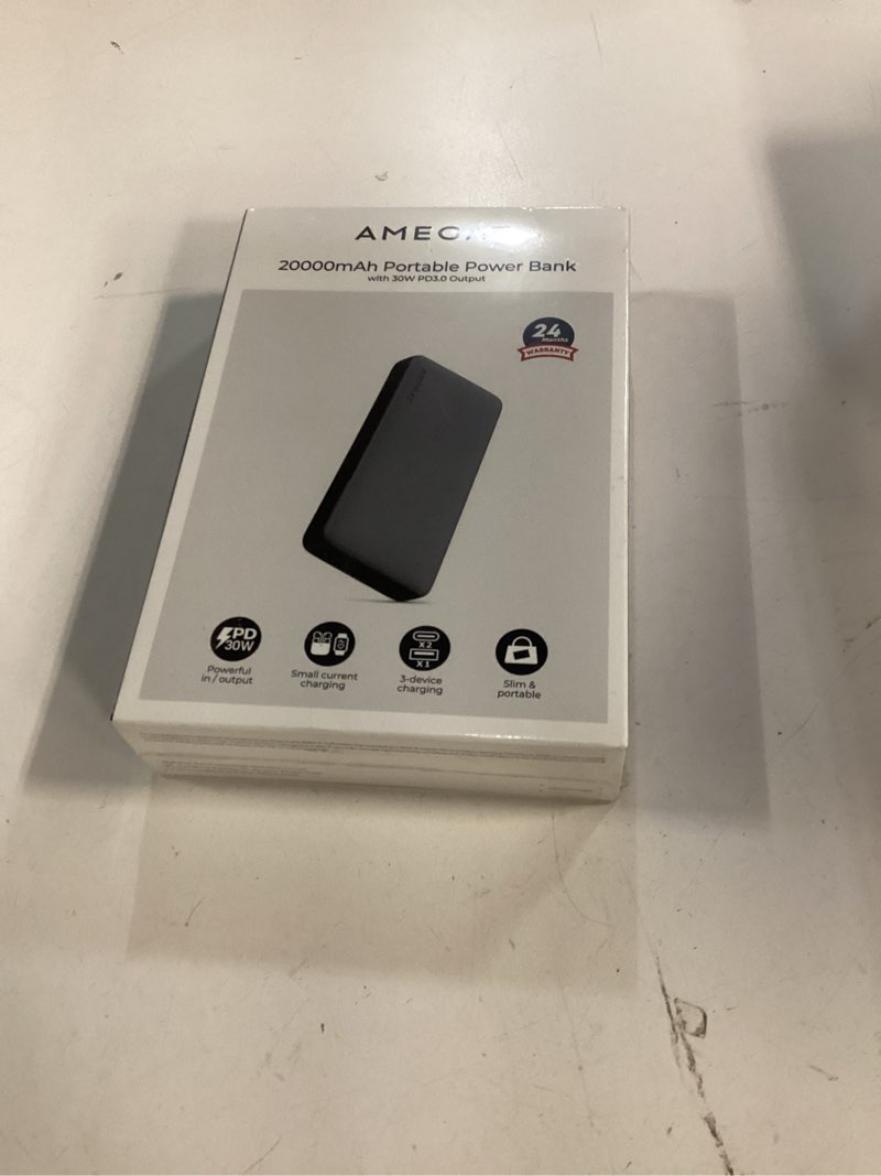Condition photo showing New/Like New for amegat power bank 20000mah  30w usb c in & out portable charger  pd fast charging 3-port phone battery pack for iphone 15/14/13/12 series  samsung  ip