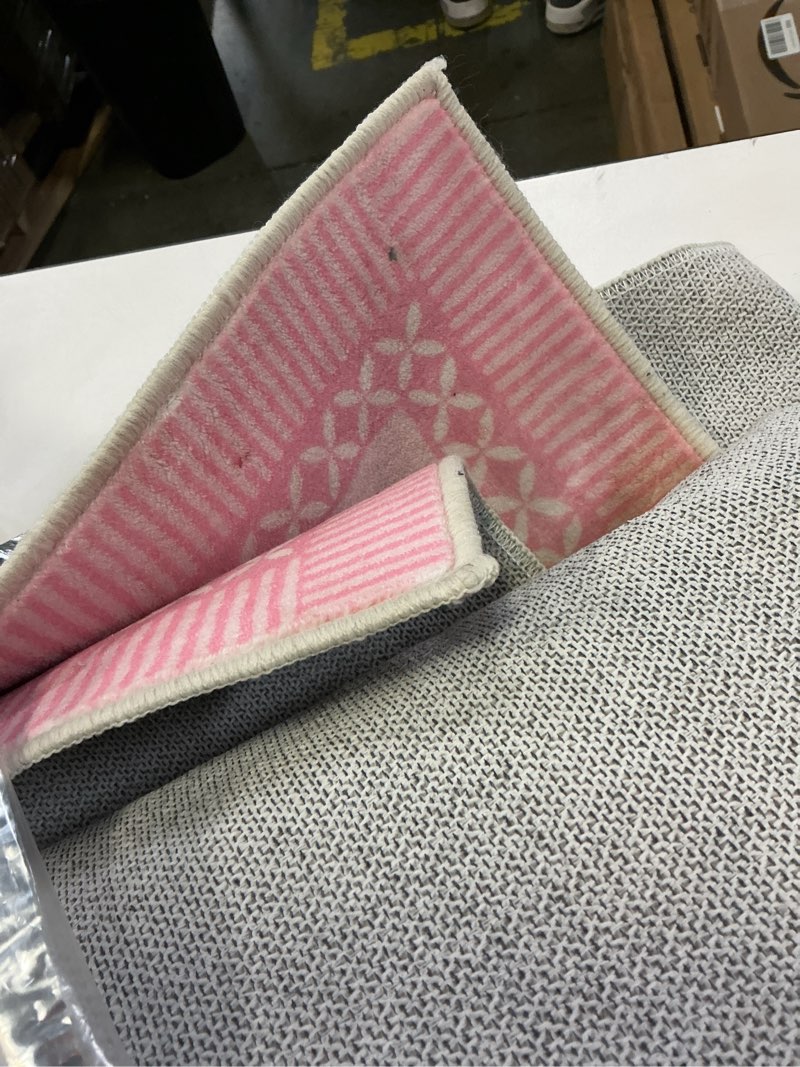 Condition photo showing As Is for garveehome coquette pink bow rugs for bedroom girls, 5x7 area rugs for living room with soft low pile, non slip floral washable rug 5x7 for nursery kids playroom dining room college dorm girl rug pink 5' x 7' (rectangular)