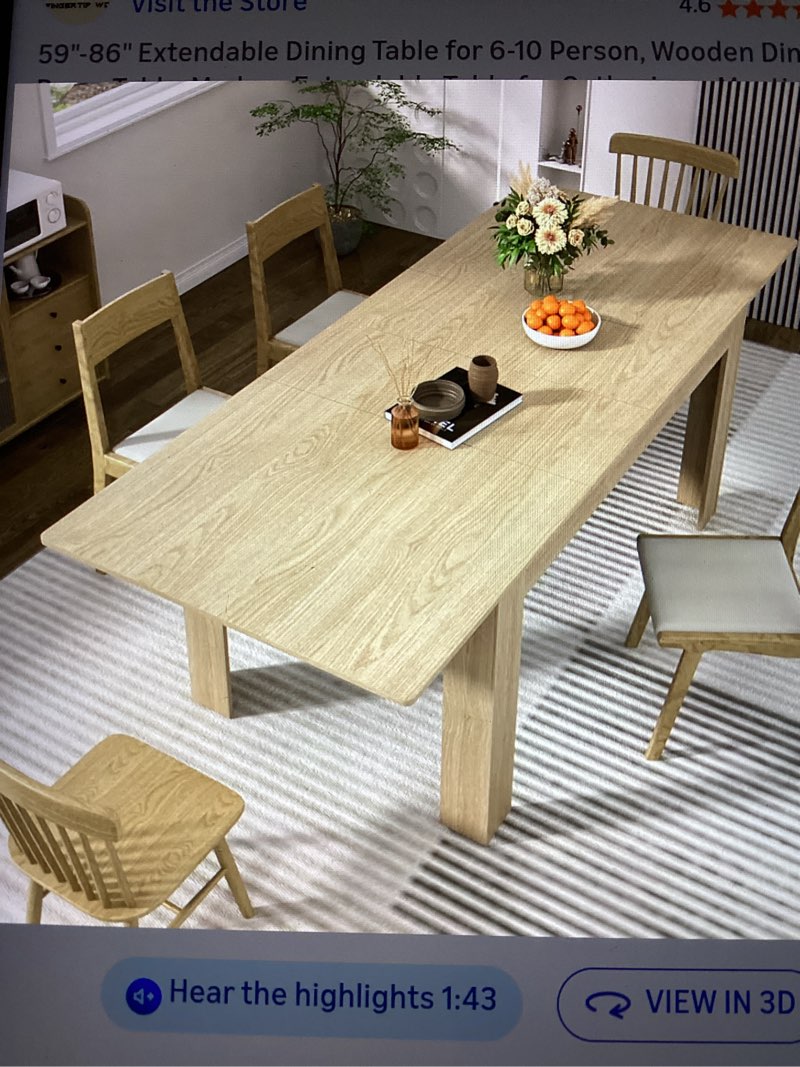 KEIKI 23.62" - 118" L Extendable Foldable Dining Room Table for 2-10 People, Wood Modern Rustic Rect