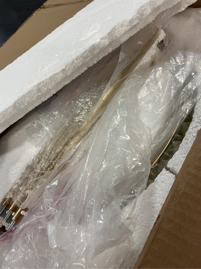 Condition photo showing New/Like New for 43.3" Modern Linear Chandeliers for Dining Room Pendant Light (7-Light, 43.3-Inch), Gold Dining Room Light Fixture Over Table with Bubble Globe, Mid Century Sputnik Chandelier (Bulbs not Included) Gold Large