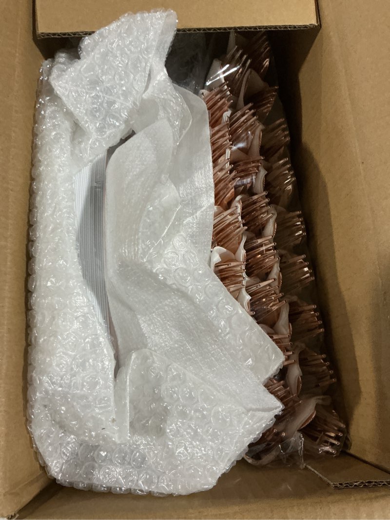 Condition photo showing Good Condition for BESTVIP 175PCS Rose Gold Plastic Dinnerware Set, Disposable Party Plates for 25 Guests, Include: 50 Plastic Plates, 25 Pre Rolled Napkins with Rose Gold Silverware, 25 Cups for Christmas, Halloween 25 Guests Rose Gold