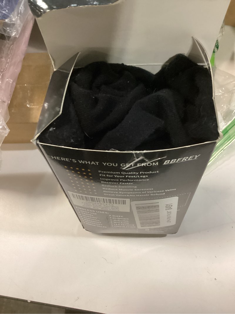 Condition photo showing New/Like New for Soft Cotton Compression Socks for Women Men 20-30mmHg - Knee High Support for Circulation, Nurses, Pregnancy, Travel X-large 3 Pairs - Black