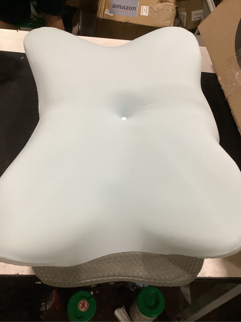 Condition photo showing As Is for (color may vary) ultra pain relief cooling pillow for neck support, adjustable cervical pillow cozy sleeping, odorless ergonomic contour memory foam pillows, orthopedic bed pillow for side back stomach sleeper white queen