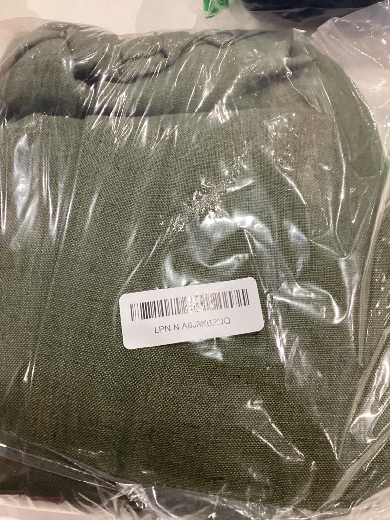 Condition photo showing Good Condition for Pitalk Olive Green Curtains 102 Inch Length for Living Room 2 Panels Back Tab Pocket Linen Sheer Semi Light Weight Breathable Airy Flowy Loden Green Boho Curtain for Bedroom Bay Window 8.5 FT Long 52"W x 102"L (Pack of 2) Olive Green