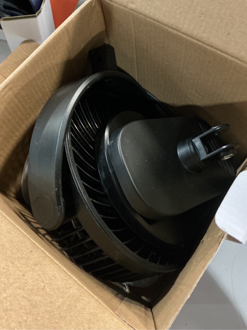 Condition photo showing As Is for mainstays 6-inch new desktop or clip-on ac electric personal indoor fan with 2 speeds, black