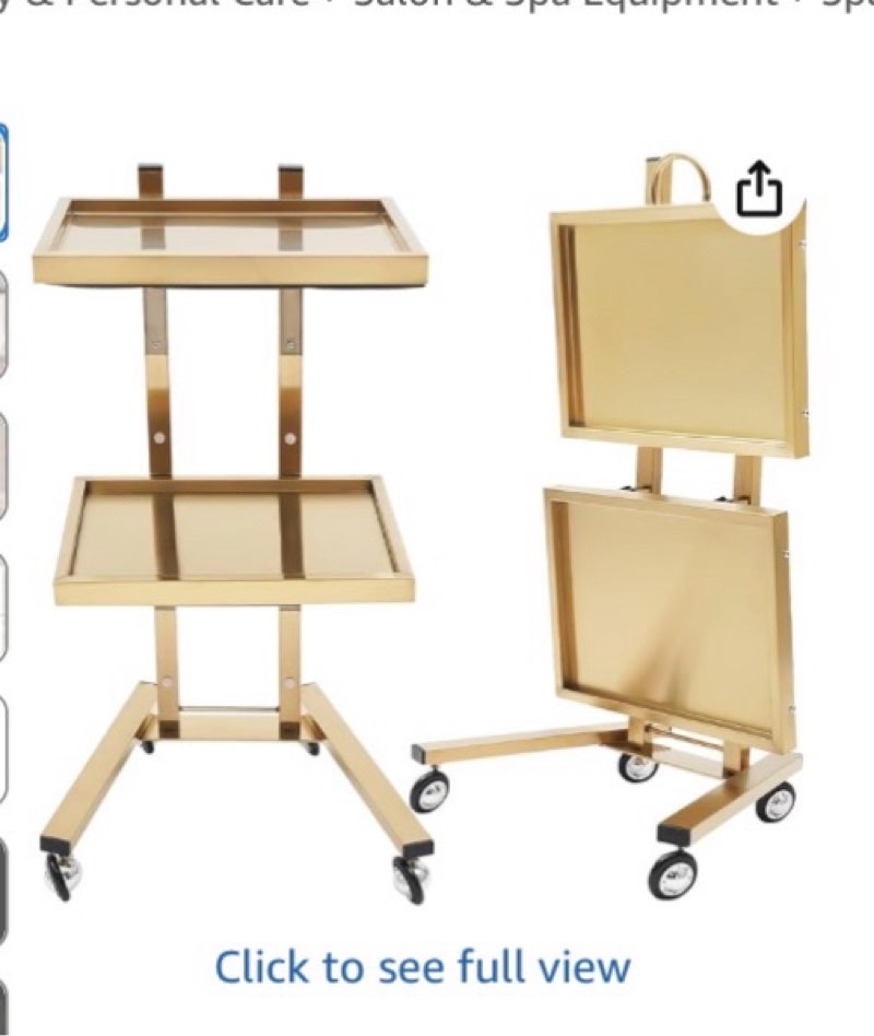 2 Tier Metal Rolling Cart, Stainless Steel Salon Tray with Wheels, Foldable Utility Carts, Folding S