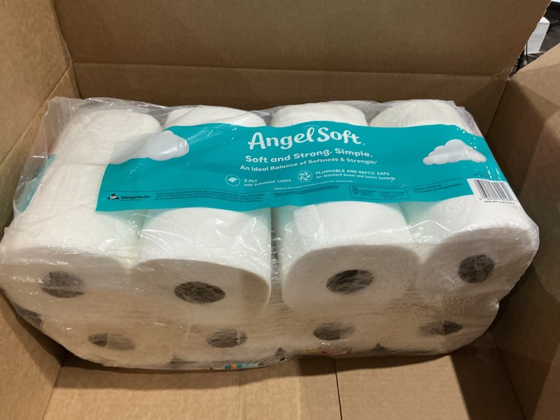 Condition photo showing New/Like New for angel soft toilet paper, 16 mega rolls = 64 regular rolls, soft and strong toilet tissue mega 320 sheet (pack of 16)