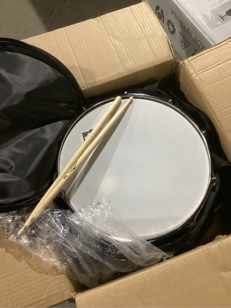 Condition photo showing New/Like New for eastrock snare drum 14x5.5 inches for student beginners with gig bag, drumsticks, drum keys, coated material drum head, off-white