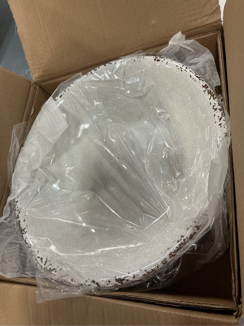 Condition photo showing Good Condition for Melamine Large Serving Bowls Set of 2, 13.75" and 130 OZ Farmhouse BPA Free Salad, Pasta and Mixing Serving Bowls, Large Bowls Set for Serving Food, Durable and Dishwasher Safe, Ivory Ivory 13.75 inches